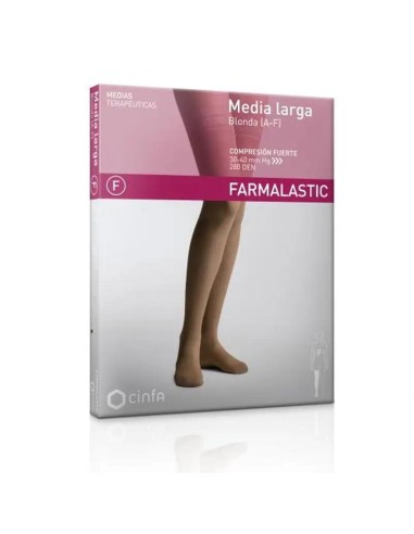 Farmalastic  Media Larga Blonda Compresión Fuerte 30-40 Mm Hg Talla Reina