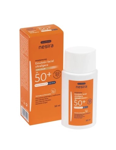 Nesira Emulsión Facial Ultraligera Spf50+ Con Color, 50 ml