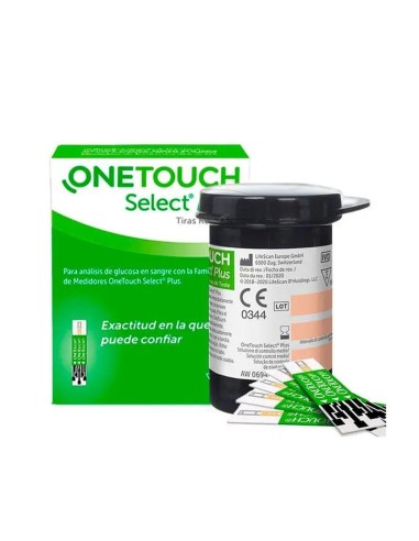 ONETOUCH Select Plus 2 tiras reactivas glucemia 100 unidades