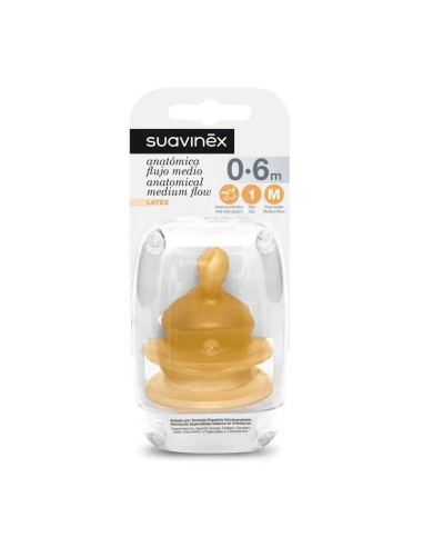 Suavinex Tetina Anatómica T-1M Látex, 2 unidades