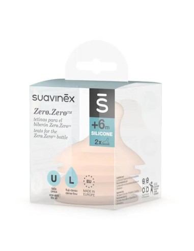 Suavinex Tetina Anticólico Flujo L Silicona, 2 unidades