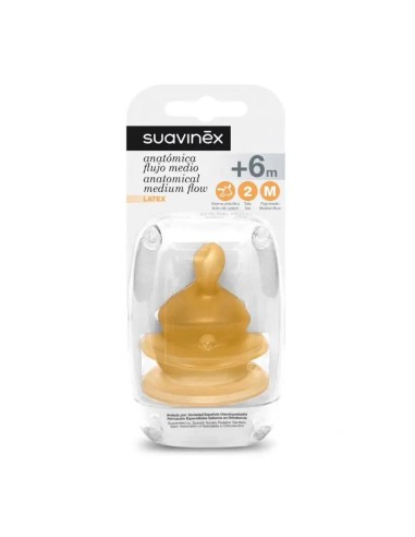 Suavinex Tetina Anatómica T-2M Látex, 2 unidades