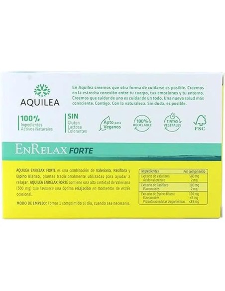 Aquilea Enrelax Forte 500 mg Valeriana + Espino Blanco + Pasiflora, 30 comprimidos