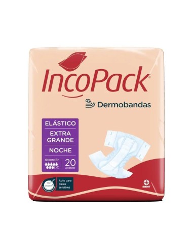 Incopack Absorbente Elástico Noche Talla Extra Grande, 80 unidades