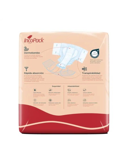 Incopack Anatómico Elástico Super Noche Talla Grande, 80 unidades