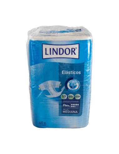 Lindor Pañales Elásticos Super Noche Talla M, 80 unidades