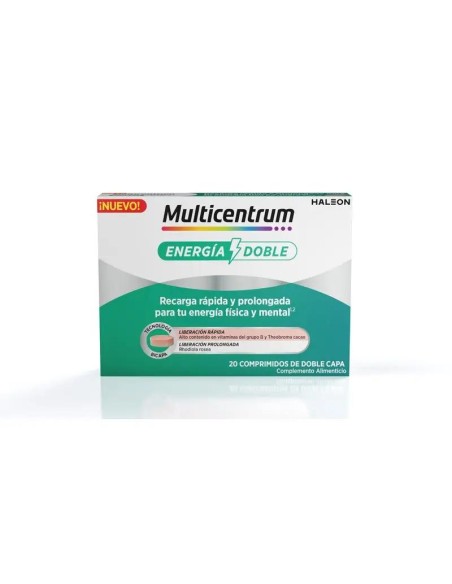 Multicentrum Energía Doble Complemento Alimenticio Multivitamínico, 20 comprimidos