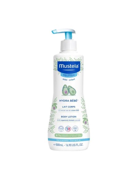 Mustela Hydra Bebé Leche Corporal con Aguacate Bio, 500 ml