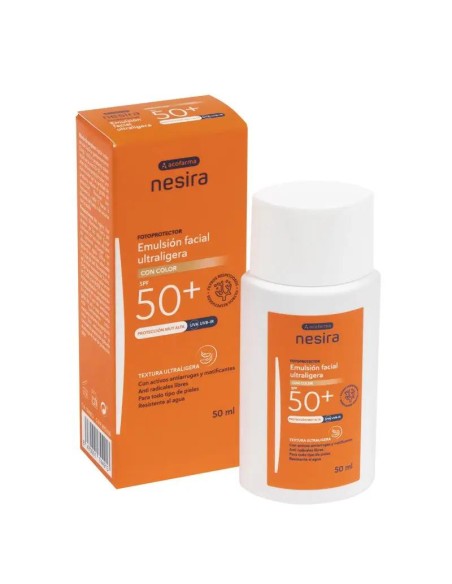 Nesira Emulsión Facial Ultraligera Spf50+ Con Color, 50 ml