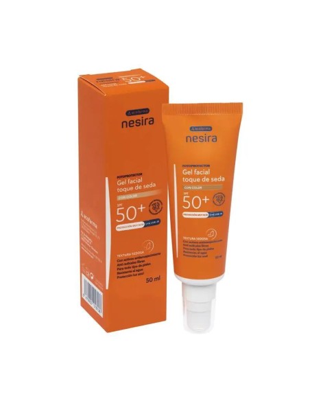Nesira Gel Facial Toque Seda Spf50+ Con Color, 50 ml