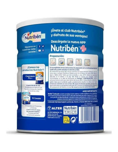 Nutriben Leche Continuacion Pro-Alfa, 800 gr
