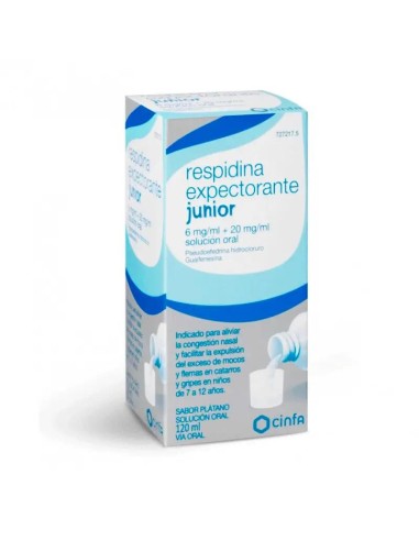 Respidina Expectorante Junior 6 Mg/ ml + 20 Mg/ ml Solucion Oral, 120 ml