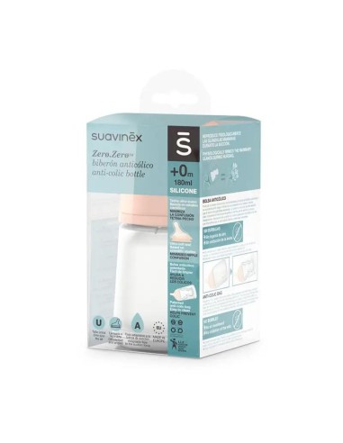 Suavinex Biberón Anticólico Tetina Lactancia Mixta Silicona, 180 ml