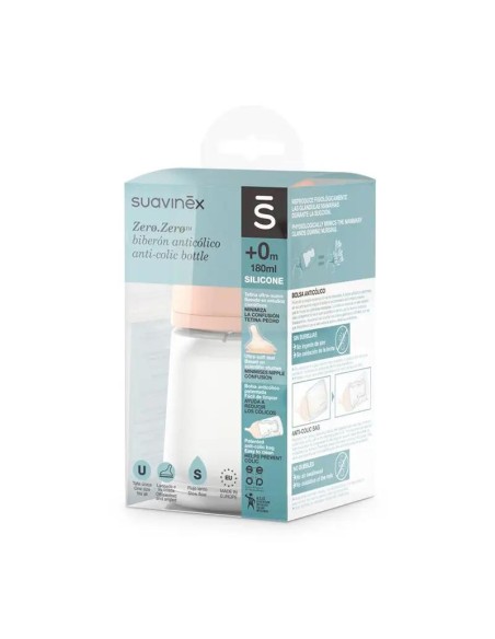 Suavinex Biberón Anticólico Tetina S Silicona, 180 ml