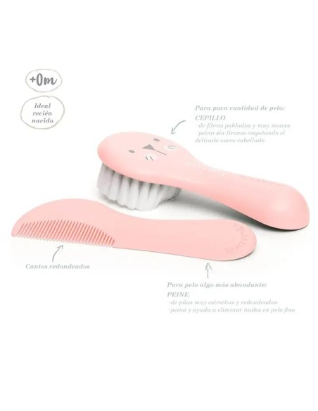 Suavinex Set Cepillo y Peine, Color Rosa