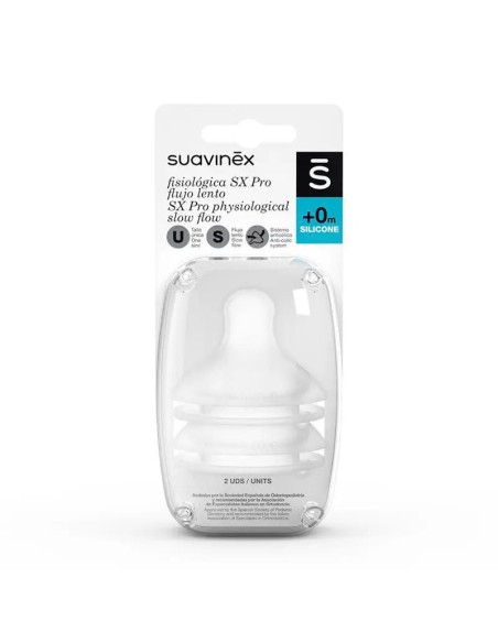 Suavinex Tetina Fisiologica Flujo S Silicona, 2 unidades
