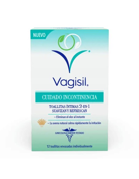 Vagisil Cuidado Incontinencia Toallitas Íntimas 2 En 1 (12 unidades)