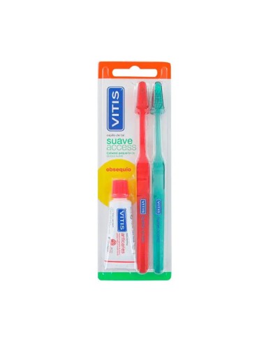 VITIS Duplo Cepillo Dental Suave Access + Pasta Anticaries, 15 ml