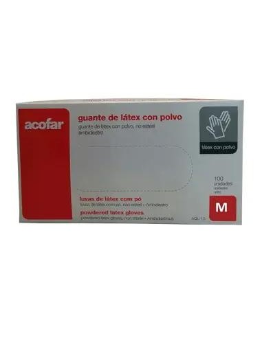 Acofar Guante de Látex con Polvo Talla M 100 unidades