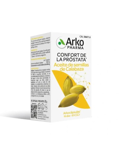 Arkocápsulas Aceite de Semillas de Calabaza Bio 50 Cápsulas Arkopharma