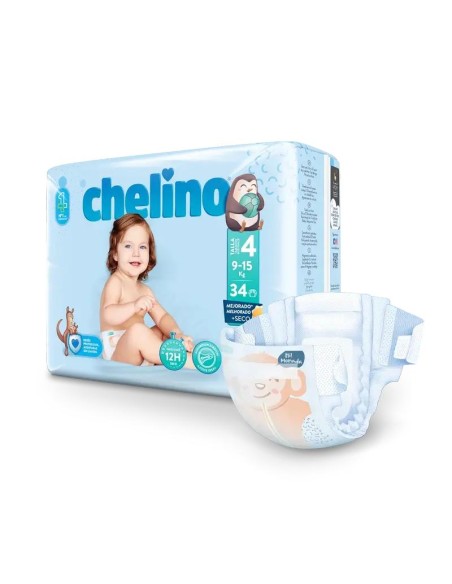 Chelino Pañal Talla 4 (9-15 Kg), 34 unidades
