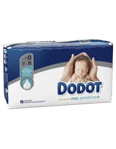 Dodot Pro Sensitive Pañal Talla 0 (Hasta 3 Kg), 38 unidades