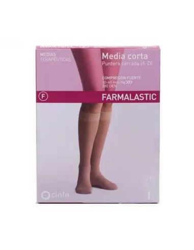 Farmalastic Media Corta Compresión Fuerte Puntera Cerrada, Talla XL, Unidad