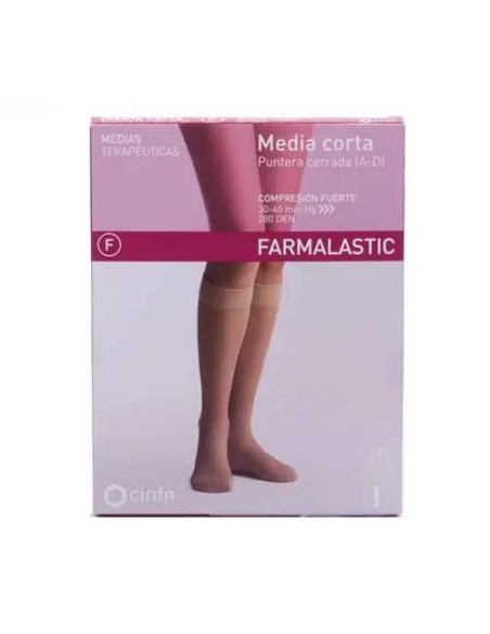 Farmalastic Media Corta Compresión Fuerte Puntera Cerrada, Talla XL, Unidad