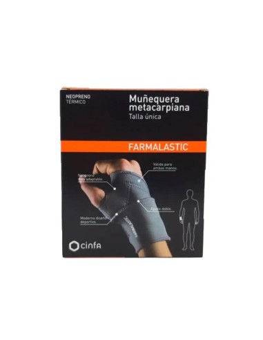 Farmalastic Muñequera Metacarpiana Neopreno Gris, Talla Unica