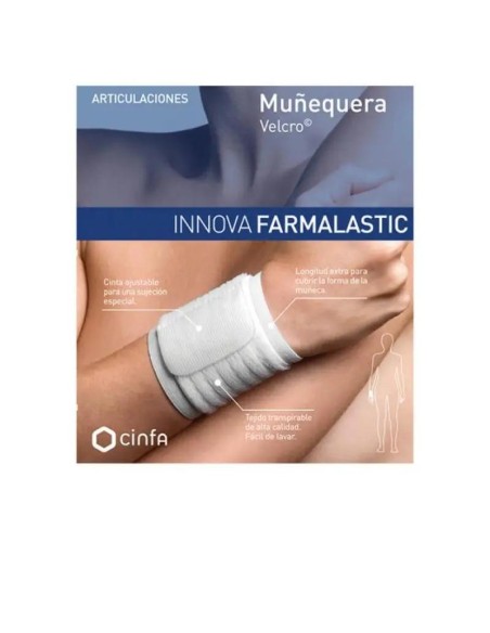 Farmalastic Muñequera Velcro, Talla Grande Blanca