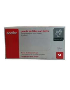 Acofar Guante de Látex con Polvo Talla M 100 unidades 2