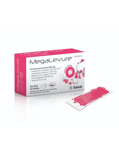 MEGALEVURE SABOR FRESA 10 STICKS