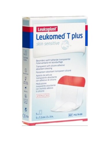 LEUKOMED T PLUS SKIN SENSIT 5X7,2 CM 5 U