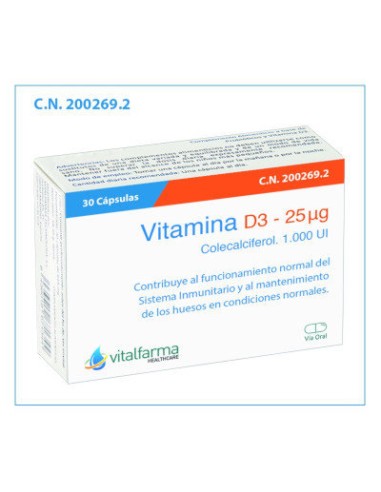 VITAMINA D3 25 MCG 30 CAPSULAS