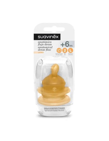 Suavinex Tetina Anatómica T-2L Látex, 2 unidades